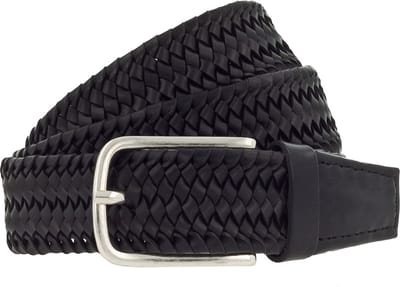 Vanzetti Leren Riem Braided Men's Belt 35 mm W105 Black Zwart
