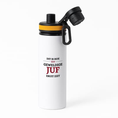 Hacebo® - Geweldige juf eruit ziet waterfles met draaidop oranje - Juf - beste juf - school - verjaardagscadeau - afscheidscadeau - kado - water fles - 850ML
