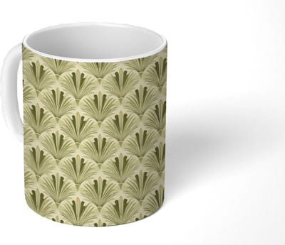 Mok - Koffiemok - Klassiek - Waaier - Groen - Mokken - 350 ML - Beker - Koffiemokken - Theemok