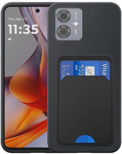 Geschikt voor Motorola Moto G75 Telefoonhoesje met TPU Pasjeshouder - Flexible Back Cover Case Siliconen TPU with Cardslot - Zwart - Smartphonica geschikt voor Motorola Moto G75