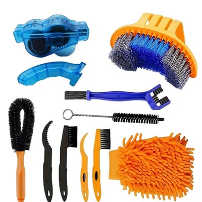 Fiets en wielren onderhoudsmiddelen unisex reinigingsset 10 delig voor fiets motor ketting cassette schoonmaak borstels onderhoud accessoires