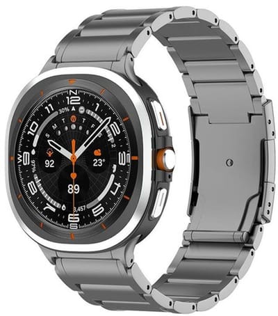 By Qubix - smartwatch bandje - Compatible Samsung bandje - Titanium band - Space Grey - Geschikt voor Samsung Galaxy Watch 9 (40/44mm) - Watch 8 (40/44mm) - Watch 8 Classic (46mm)
