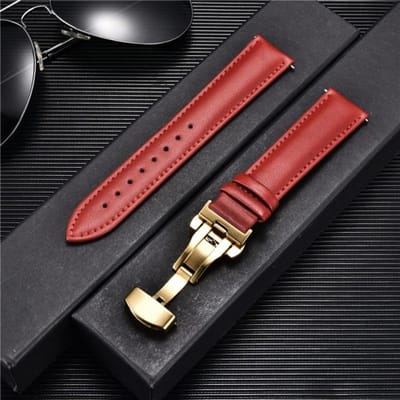 Lederen band horlogebanden 18mm 20mm 22mm 24mm horlogeband met automatische vlindersluiting gesp armbanden Correas 20mm brown