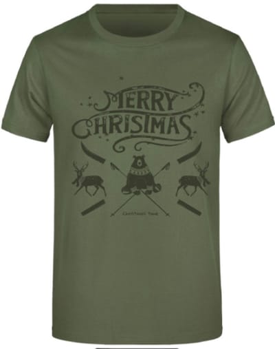 Heren T-shirt Jm Christmas Olijfgroen - M