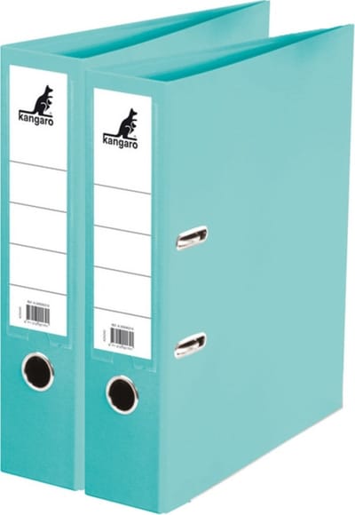 Ringband map/ordners 2 gaats A4 - 2x - turquoise - 31 x 28 x 7 cm - Documenten/papieren opbergen - Kantoorartikelen
