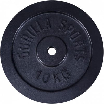 Gorilla Sports Gewichtsschijf - Halterschijf - Gietijzer Zwart - 30 mm - 10 kg