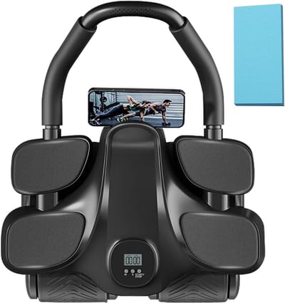 Buikspierwiel - Ab roller - Kernspier training - Automatische terugvering - 36x22x14cm - Zwart