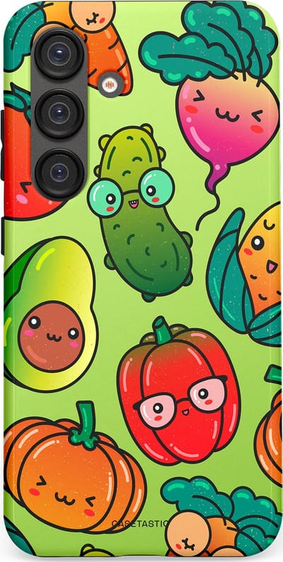 Casetastic Hoesje Geschikt voor Samsung S25 - Stijlvolle Beschermende Duo-layer Case - Cartoon Groente Mix
