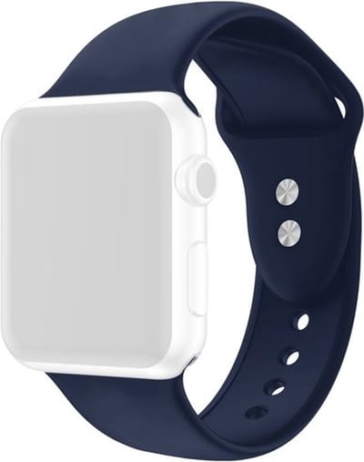 By Qubix - Geschikt voor Apple Watch bandje - Siliconen sportbandje - Donkerblauw - Dubbele druksluiting - Geschikt voor Apple Watch 44mm / 45mm / 46mm / 49mm (Ultra 1,2 en 3) - siliconen sport bandje - smartwatchbandje