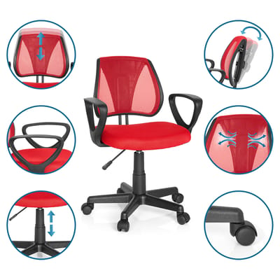 Kinder bureaustoel KIDDY CD Netstof rood hjh OFFICE