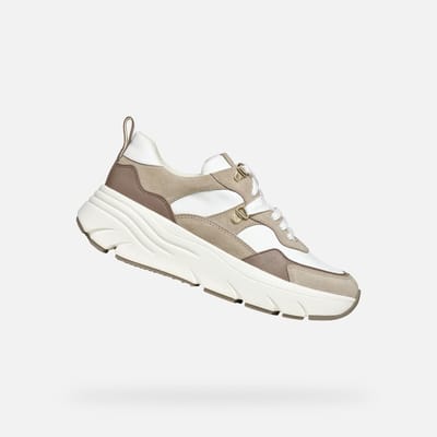 GEOX DIAMANTA DAMES Sneakers - WIT/BEIGE - Maat 41