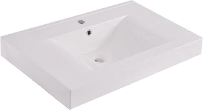 Xellanz Tigris wastafel enkel met 1 kraangat 60x46x8 cm kunstmarmer glans wit