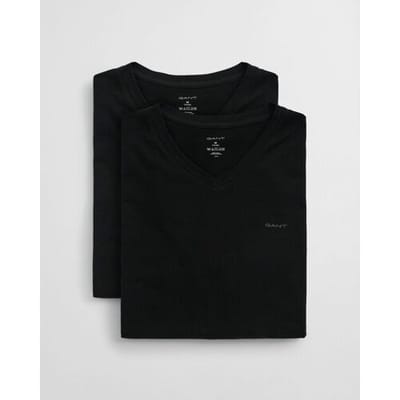 Gant T-Shirt Uni Cotton V-Neck 2Pack Zwart / male