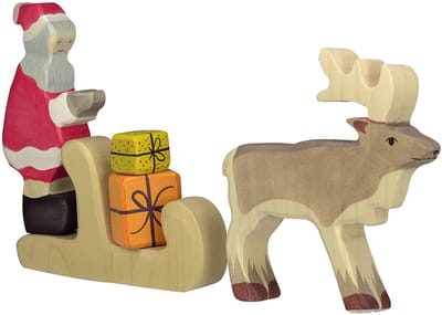 HOLZTIGER Kerstmis - Slee - 17X3X9Cm - Houten Figuur - Handgemaakt