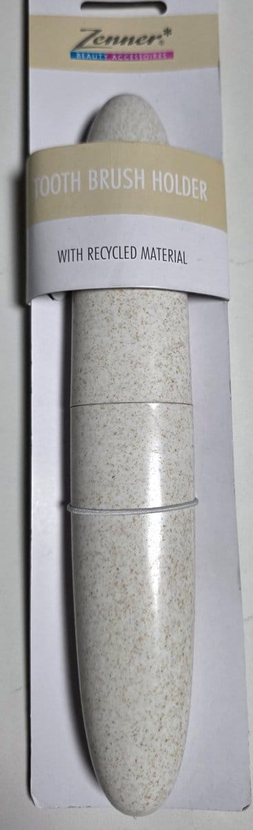Zenner tooth brush holder - recycled material - tandenborstelhouder beige - harde tandenborstelkoker van duurzaam PLA met tarwe finish