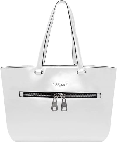 REPLAY Schoudertas Shopper Optical White Wit