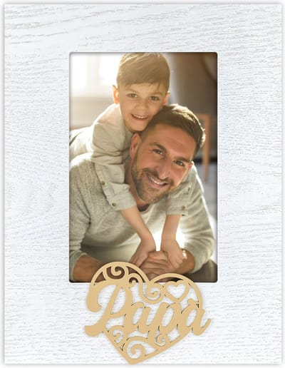 ZEP - Houten Fotolijst Oscar Wit met tekst Papa voor foto formaat 10x15 cm - ME6846