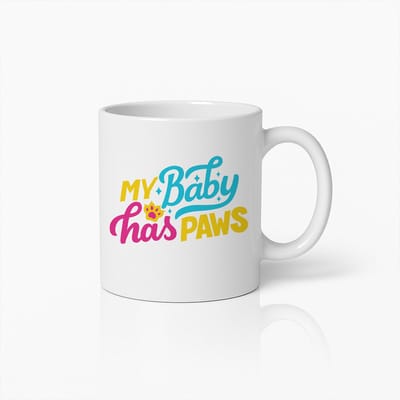 My Baby Has Paws Mok 330ml – Schattige Huisdierenliefhebber Koffiebeker, Perfect Cadeau voor Honden- & Kattenbezitters