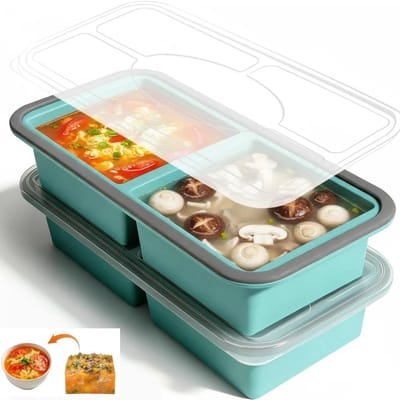 Set van 2 diepvriesvormen, 250 ml/500 ml, siliconen vriesbakjes met deksel, diepvriescontainers Souper Cubes voor soep, bouillon (2 vakken)