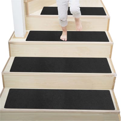 Antislip traptreden houten trappen - Zelfklevende antislip trapmatten - Indoor tapijt trap pad - Zwart 14 stuks