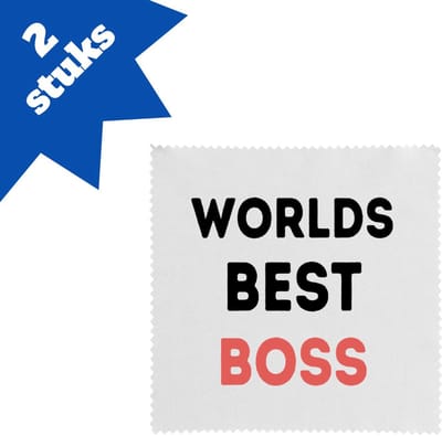 Akyol - worlds best boss brillendoekjes - Baas - de beste baas - collega's - werknemers - verjaardagscadeau - verjaardag - cadeau - afscheidscadeau - geschenk - leuke cadeau - kado - gift - 17,8 bij 17,8 cm - 2 stuks