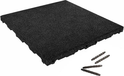 Rubber tegel met pen- en gat verbinding 50x50 cm - 45 mm - Zwart
