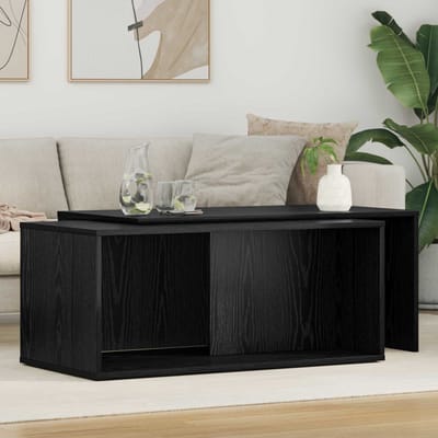 vidaXL - Koffietafel - Set - 2 - st - Zwart - Eiken - 90 - x - 48 - x - 40 - cm - Bewerkt - hout