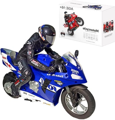 RC Motorfiets - Afstandsbestuurbare motor Stuntmotor - Stunts uitvoeren - Zelfbalancerend met gyroscoop - 33 x 12 x 24cm - Blauw