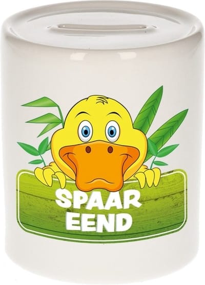 Kinder spaarpot met spaar eend opdruk - keramiek - eenden spaarpotten
