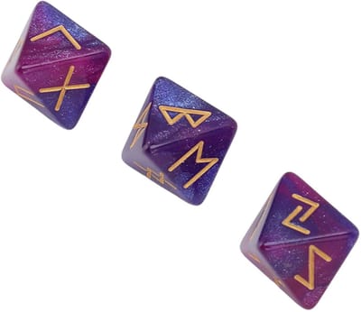Dailygoods- Dobbelstenen Set - 3-delige Runendobbelstenen - 8-zijdig Polyhedraal - Acryl Materiaal - Astrologie Thema - Individuele Waarzeggerij - Werpdobbelstenen
