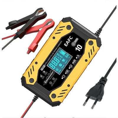EAFC Acculader -Accu Druppellader - 12V/24V10A - Reparatiemodus - Druppellader - Accu Lader voor Auto - Motor - Scooter - Boot - Camper - Geel