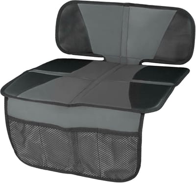 Famanu - Kinderzitje onderlegger auto Isofix compatibel, 100% waterafstotend, anti-slip autostoel beschermer kinderzitje, onderlegger kinderzitje auto universele maat grijs/zwart