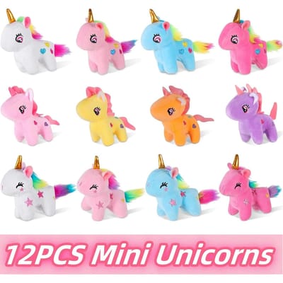 12-24 Stuks Mini Pluche Eenhoorn Knuffeldieren Eenhoorn Feestartikelen Bulk Speelgoed Assortiment Sleutelhanger Voor Goodie Bag Kind Meisje Verjaardag pink
