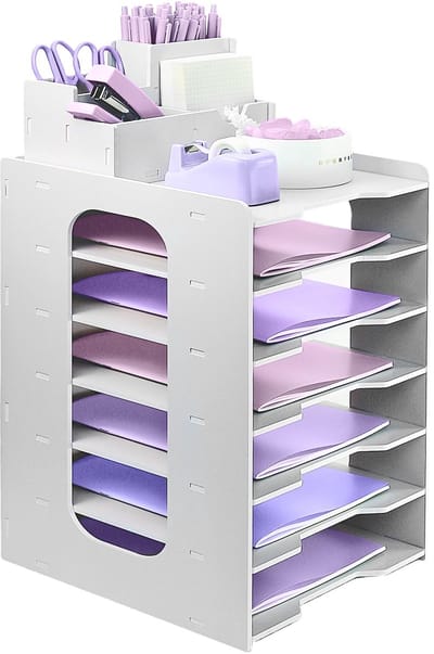 Papier Organizer - Briefbakjes Archief - Bureau Opruimen - 7 Lagen - 25x39x31 cm - Wit