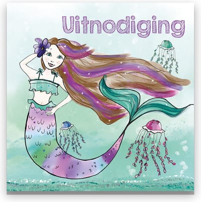 Uitnodiging kinderfeestje zeemeermin - Uitnodiging - zeemeermin - kinderfeest - 10 stuks