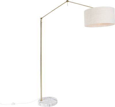 QAZQA editor stof - Design Vloerlamp | Staande Lamp met kap - 1 lichts - H 190.8 cm - Goud/messing - Woonkamer | Slaapkamer