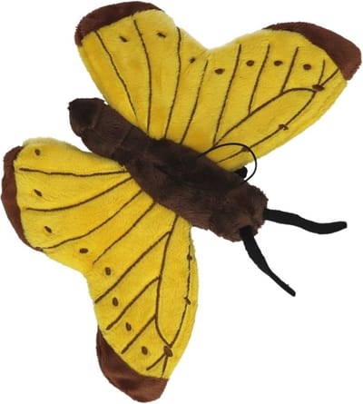 Cornelissen Pluche vlinder knuffel - Geel knuffeldier van 21 cm