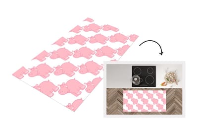 Keukenloper - Loper keuken - Nijlpaard - Roze - Meisje - Kind - Patronen - 120x60 cm - Keukenloper vinyl