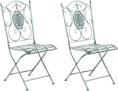 Set van 2 Tuinstoelen - Inklapbaar - Antiek Groen