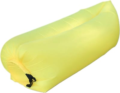 Opblaasbare ligstoel, opblaasbare bank voor kamperen, strand en buitengebruik – Draagbare, zelfopblaasbare strandligbank, waterdichte, snel opblaasbare ligstoel voor in de tuin, op reis en op festivals (geel)