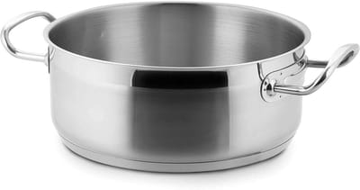 Eco-chef Braadpan - Steelpan zonder deksel - Koken op inductie - Thermodiffusor bodem - 28 cm - Zilver