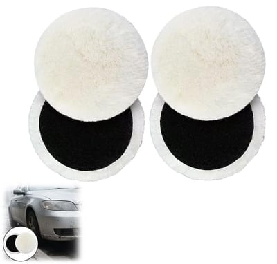 Lamswollen polijstschijven 125 mm, 4 stuks, voor auto, koplampen en houtbewerking, geschikt voor diverse oppervlakken en materialen