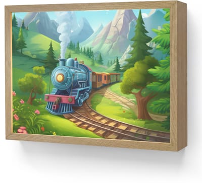 Wandlamp 40x30 cm - Oplaadbaar - Trein - Bloemen - Kinderen - Natuur - Wandlampen binnen woonkamer - Slaapkamer lamp - Decoratieve nachtlamp - Vloerlamp draadloos