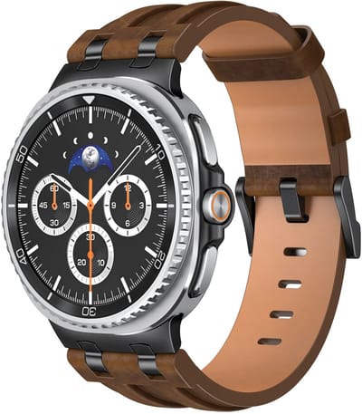 Strap-it Solide leren bandje geschikt voor Samsung Galaxy Watch 9 (40/44mm) / Watch 8 (40/44mm) / 8 Classic (46mm) – comfortabel, verstelbaar, premium design – Donkerbruin