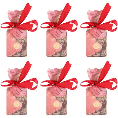 50 Set Huwelijksbedankdoosjes Bloemenpatroon Retro Stijl Eenvoudig te Monteren Snoepdoosjes Bedankjes met Touw DIY Cadeaudoos Rood pink