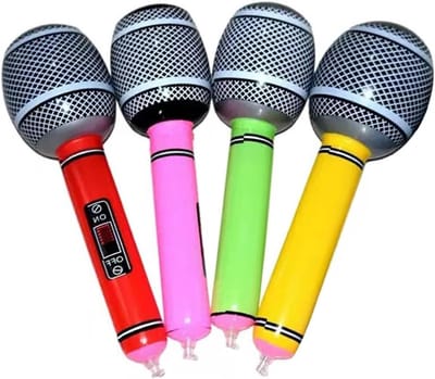 Opblaasbare Microfoons - Feest Accessoires - Themafeest Verrijken - Veilig PVC Materiaal - 4 Stuks - Willekeurige Kleuren