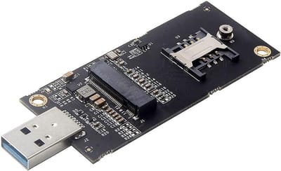 WWAN naar USB Adapter - LTE Modulehouder - Module Testen - Ingebouwde SIM Slot - 10x10x1 cm - zwart
