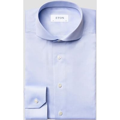 Eton Overhemd Uni Signature Twill Extreme Cutaway Collar Licht Blauw / male