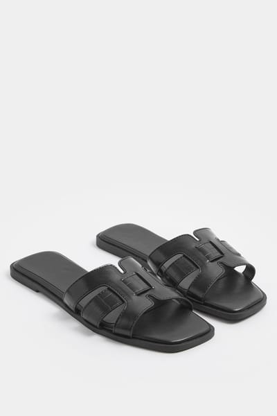 Yours Zwarte Cutout Muiltjes In Wijdte Esize 37EEE
