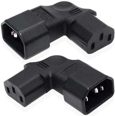 2x C14 naar C13 Hoekige Stroomadapter Set voor TV en Apparatuur